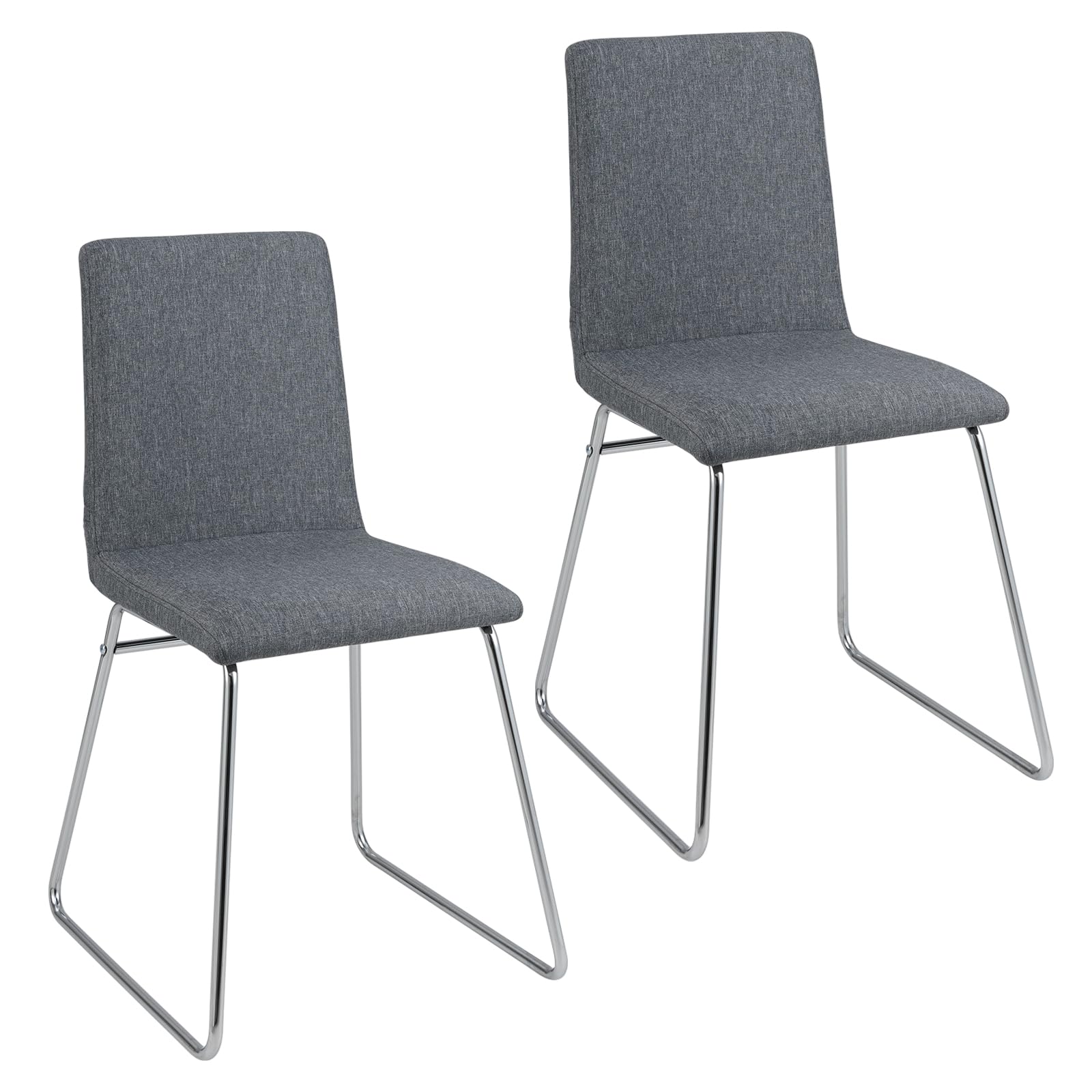 COSTWAY Juego de 2 Sillas de Comedor Modernas, Silla de Cocina Tapizada con Respaldo Plegable y Estructura Metálica, Asiento Acolchado, Carga de 150 kg, Sillas Sin Reposabrazos para Interior, Gris