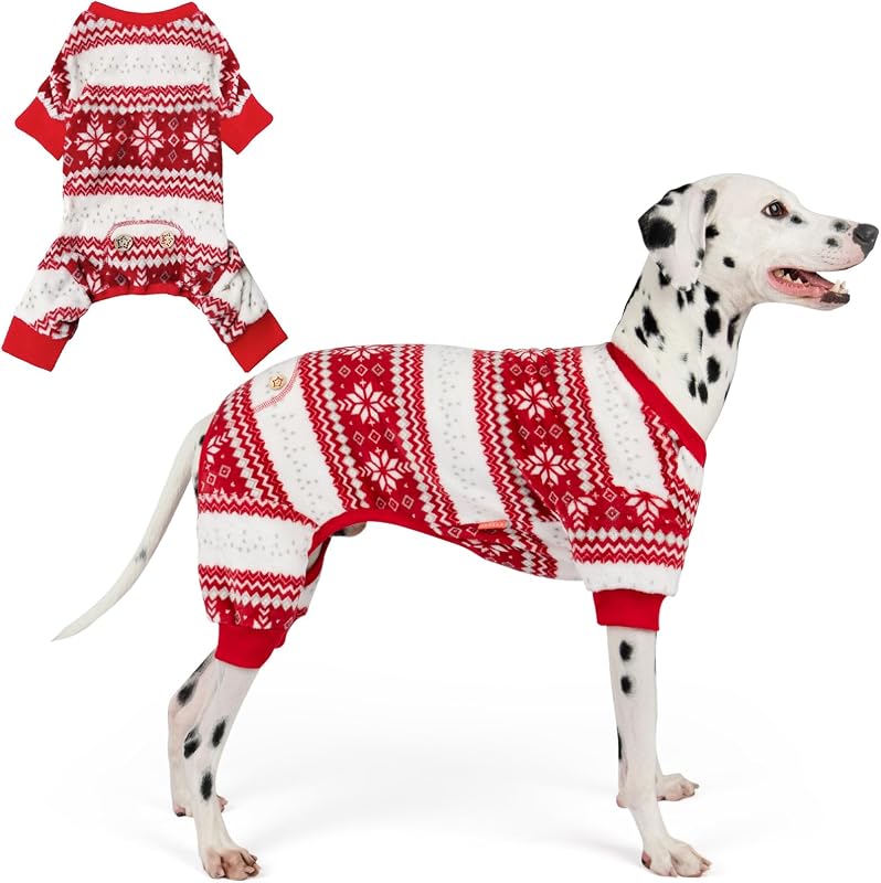 Pijama Natalino para Cães KYEESE em Veludo com Flocos de Neve – Tamanho Grande