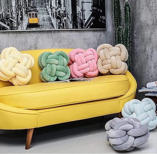 Miniatura 6 de Almohadas decorativas con nudos, suaves y anudadas, almohadas cuadradas de felpa gris, almohadas estéticas hechas a mano, decoración de habitación