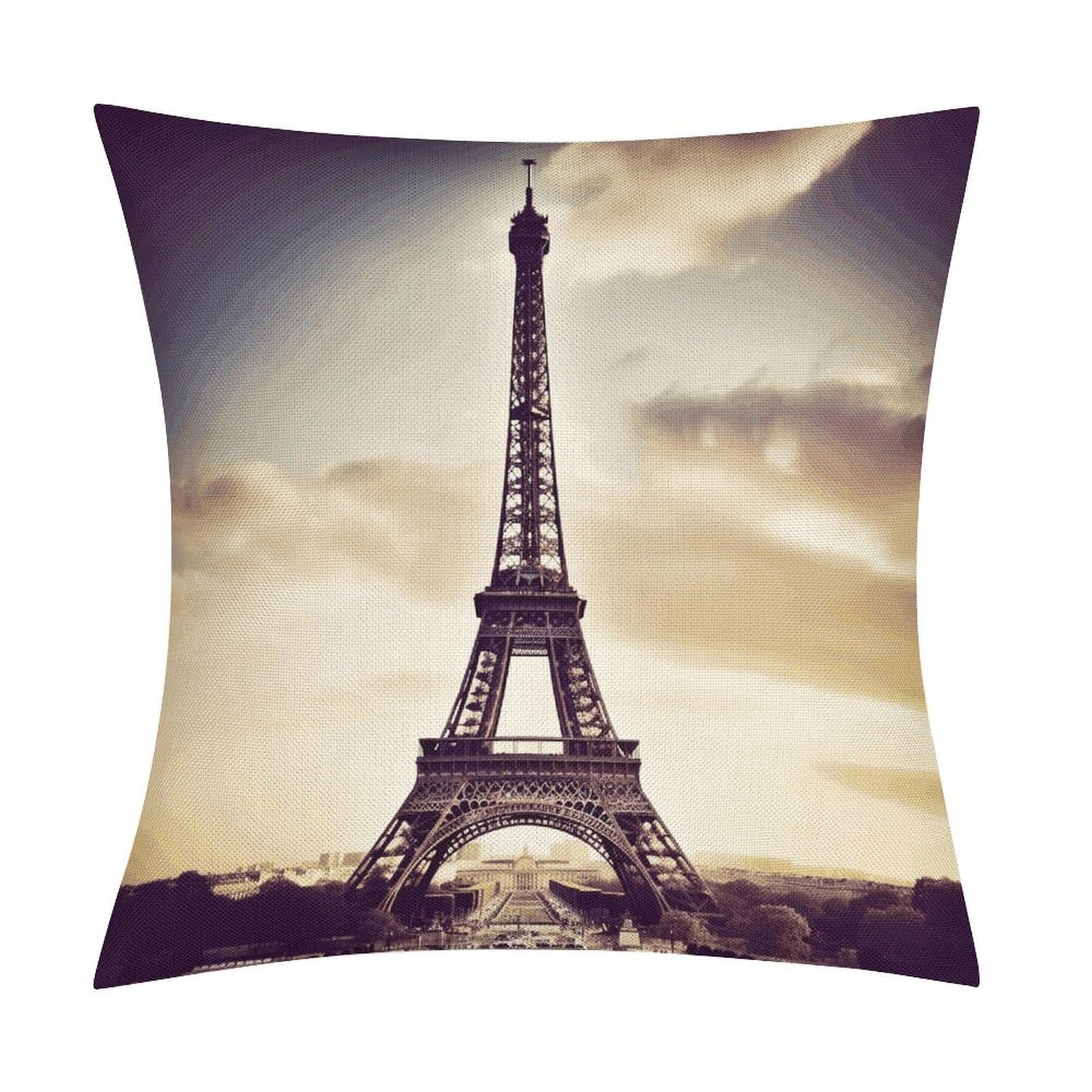 Fodpand Style Eiffel Tower Love Paris Pillow Covers 18X18 Inch, Pillow Cases Boho Farmhouse, Throw Pillow Covers For Couch Sofa Bed Spring Home Decor