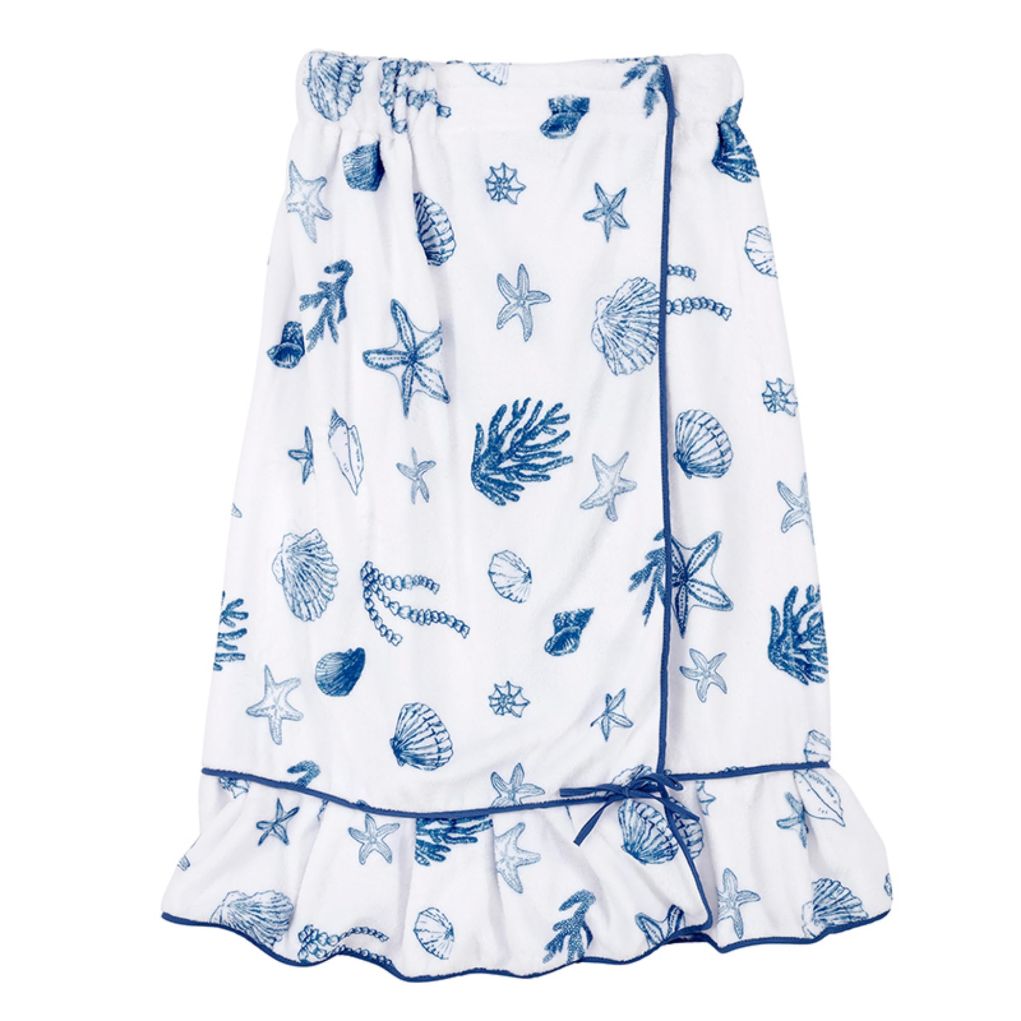 Bella Sleep + Spa Ultra Soft Plush Luxury Spa Shower Bath Towel Wrap with Adjustable Closure, One Size, Coastal Sea Shells