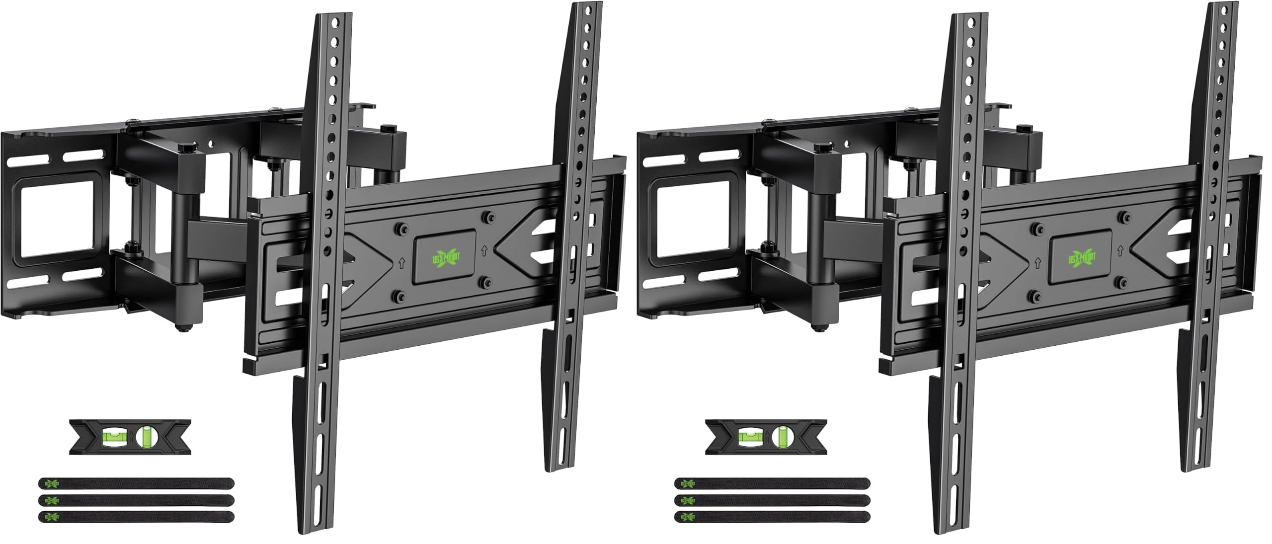 USX MOUNT Full Motion TV Wall Mount for Most 32-70 inch TVs up to 99 lbs, Wall Mount Bracket with Dual Articulating Arms, Swivel, Tilt, Max VESA 400x400mm, TV Mount Fits 12”/16” Wood Studs (Pack of 2)