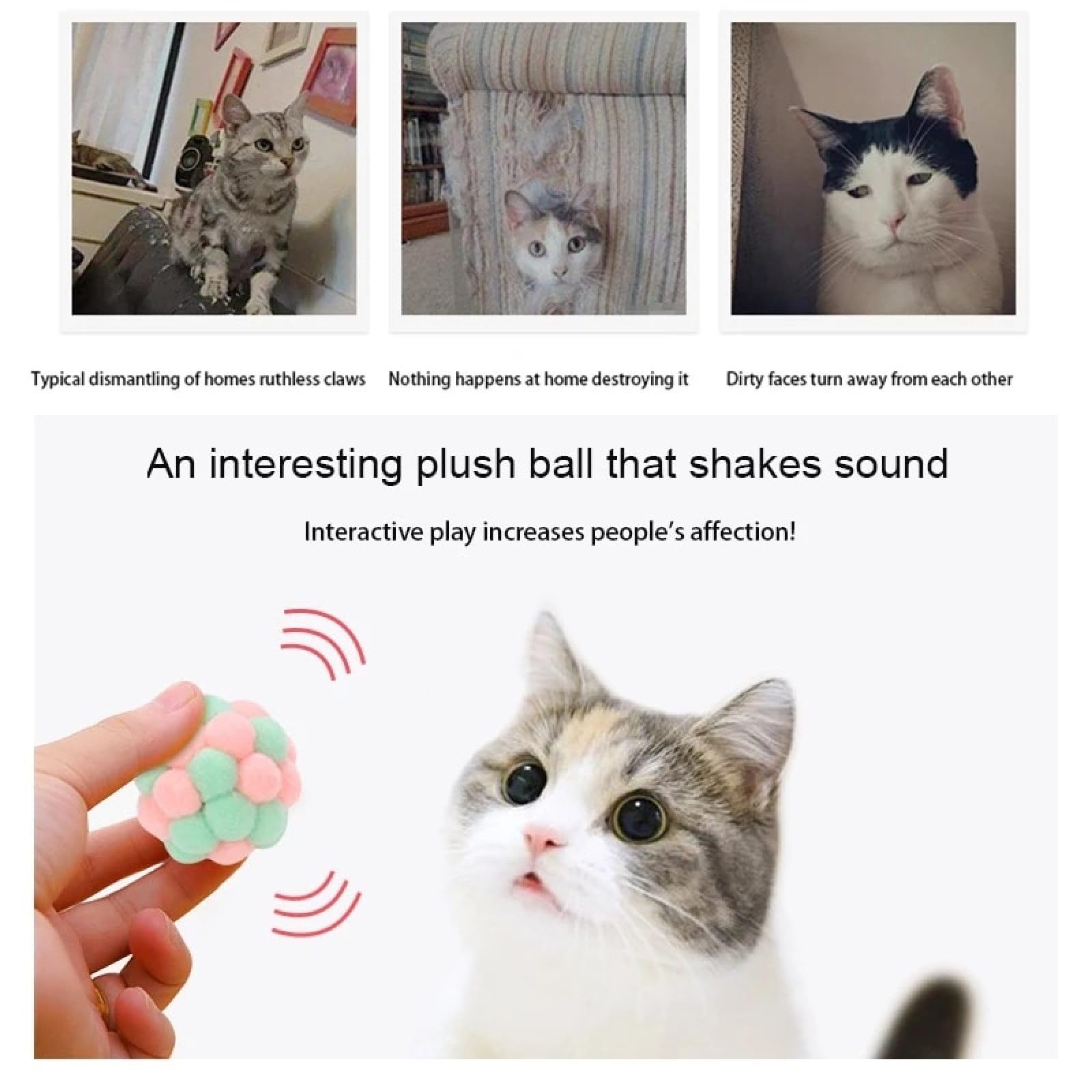 Katzenangel, Katzenspielzeug Interaktives Plüsch Künstliche Bunte Katzen Teaser Spielzeug 4Cm Katzenplüschspielzeug 4St