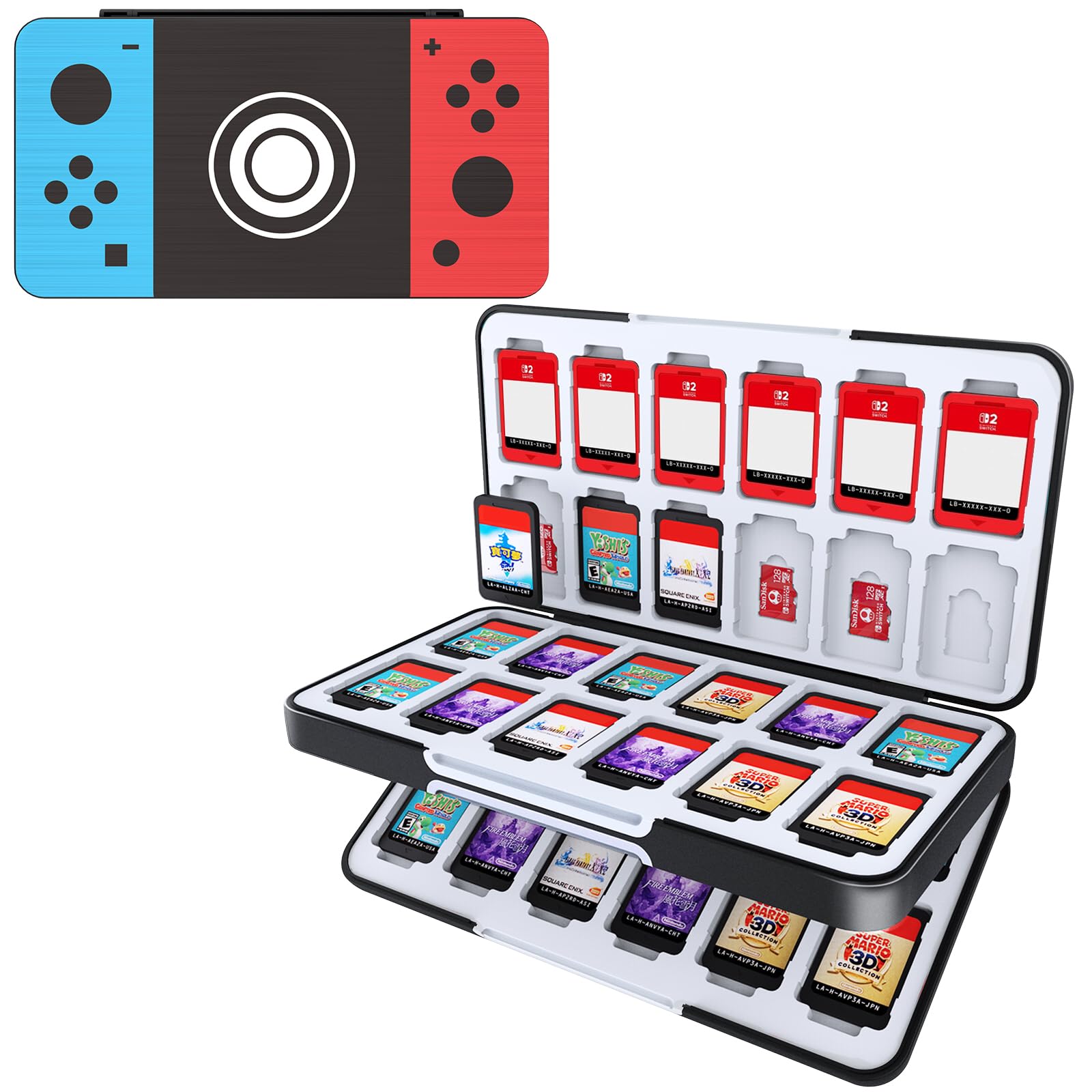 HEIYING Game Card Case for Nintendo Switch 2 / Switch OLED,Customized Pattern Portable Switch Game Holder with 48 Game Card Slots and 24 Micro SD Cards Slots