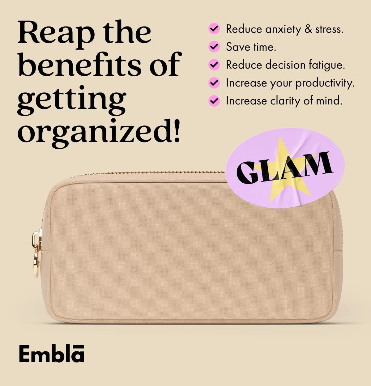 Makeup Bag Travel Cosmetics Pouch and Toiletry Bag, Nylon Zipper Pouch Purse, Cute Make Up Organizer Storage Tote for Women Girls, Waterproof Travel Skincare Case, Small Makeup Bags, Sand - Image 5