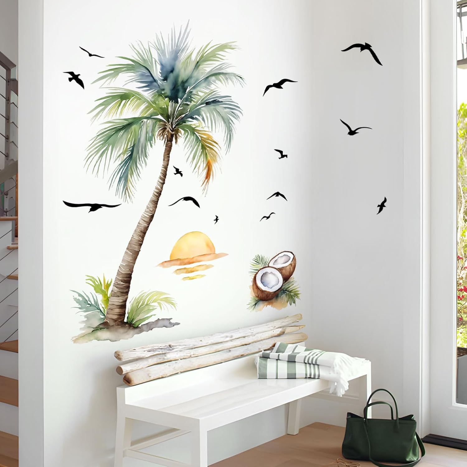 Supzone Palm Tree Wall Stickers Tropical Spring Summer Plant Sunset Boho Beach Wall Decals Peel and Stick Wall Art Decor for Baby Nursery Classroom Living Room Bedroom Office Gifts for Mom 6 71vB0As UcL. AC SL1500