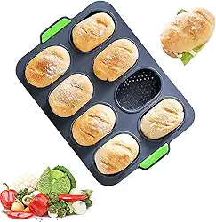 Forma de baguete de silicone para assar mini baguetes, formas de pão para frisar cães quentes, molde antiaderente perfurado para pão francês, molde de pão para assar, torradas para cozinhar panelas, molde para sanduíche