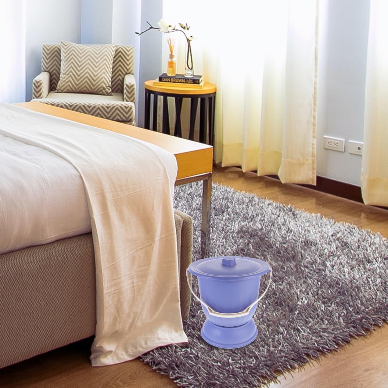 Portable Urinal Pot for Adults Lightweight High Base Chamber Pot Random Colors for Pregnancy Home Use Stable Non Slip Bed Pan for Easy Carrying Cleaning