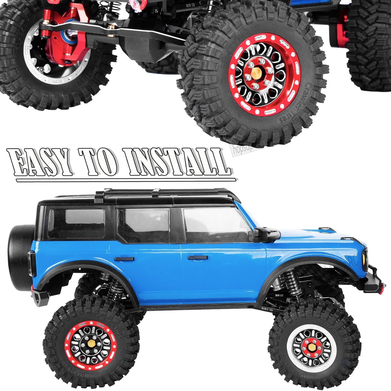 RC 1.2 Beadlock Wheel Rims Adjustable 4 Offsets Rims for 1/18 TRX4M 1/24 SCX24 RC Crawler Car,1.2 Beadlock Wheel Hub Rim Adjustable 4 Negative Offsets Rims (4pcs Black with Red)