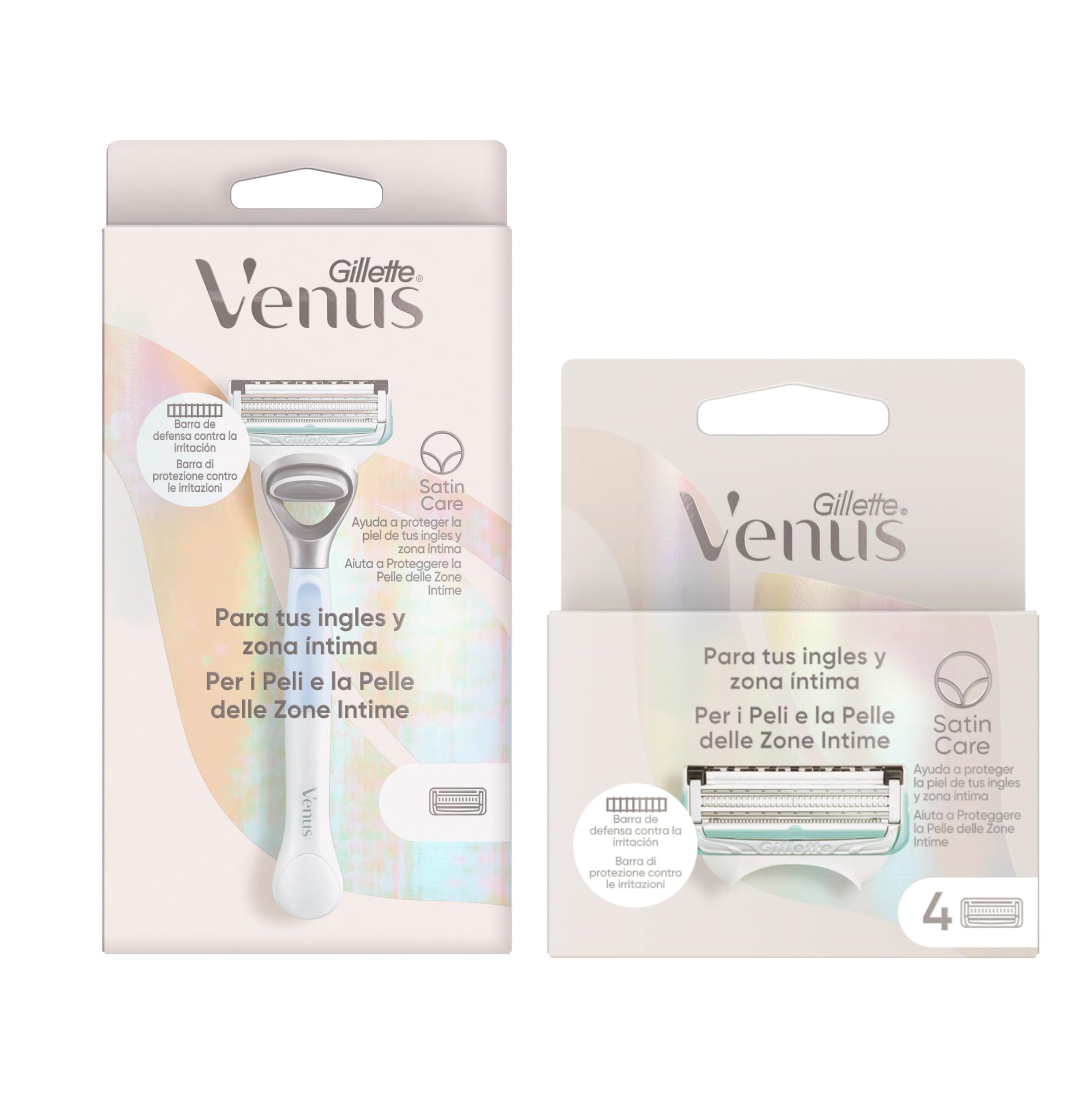 Bundle Gillette Venus Maquinilla De Depilación Para Mujer Para Ingles Y Zona Íntima, 1 Mango + 1 Recambio + Gillette Venus Maquinilla De Depilación Para Ingles Y Zona Íntima, Pack De 4 Recambios