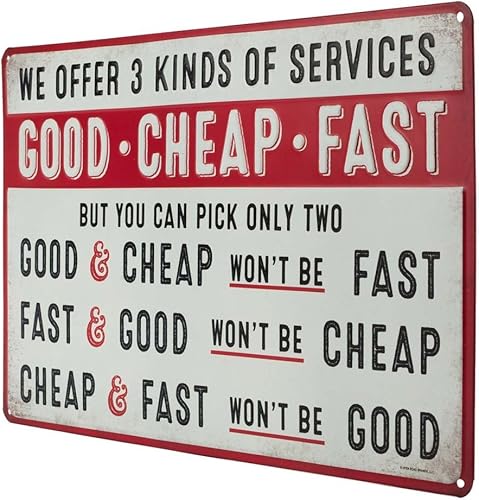 Miniatura 2 de Good Cheap Fast Services - Letrero de metal en relieve, divertido letrero de garaje vintage, gran idea de regalo