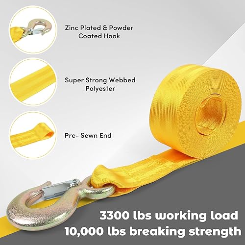 Miniatura 17 de Correa de cabrestante de barco con gancho, correa de cabrestante para remolque de barco, correa de cabrestante de remolque de barco de 2 pulgadas x