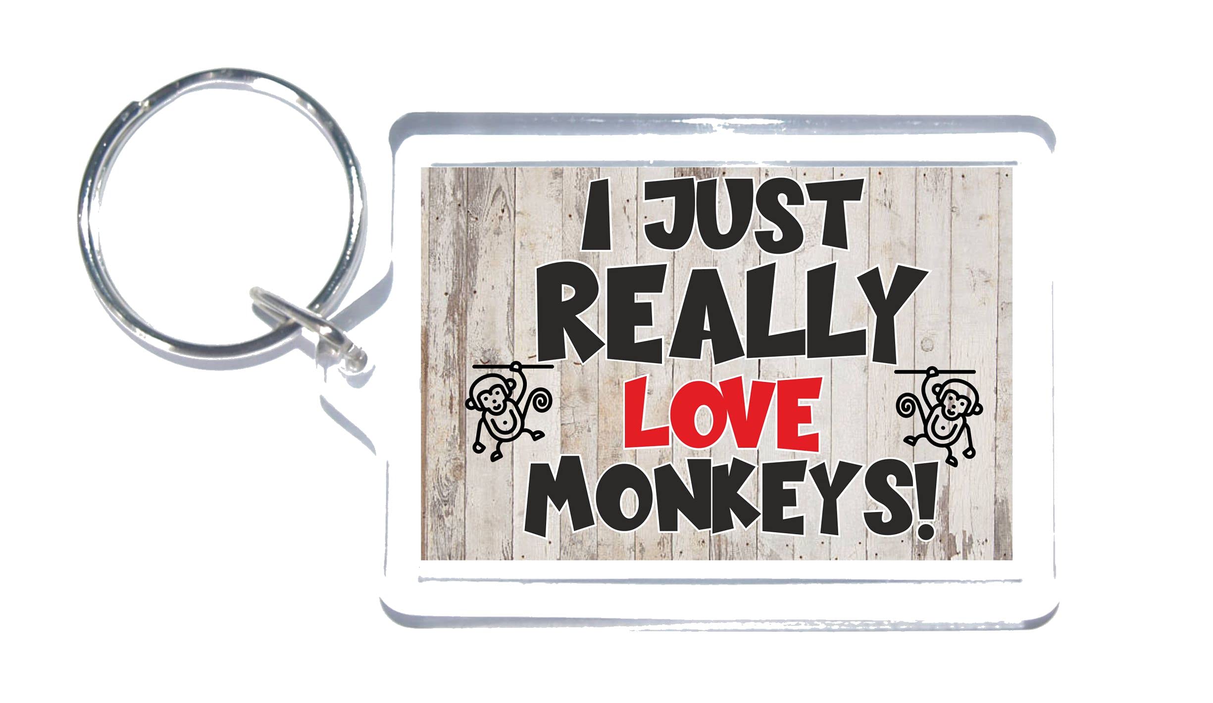Clare's Cosmetics Red Monkey Lover Gift - I Just Really Love Monkeys - Novelty Keyring - Fun Monkey Present