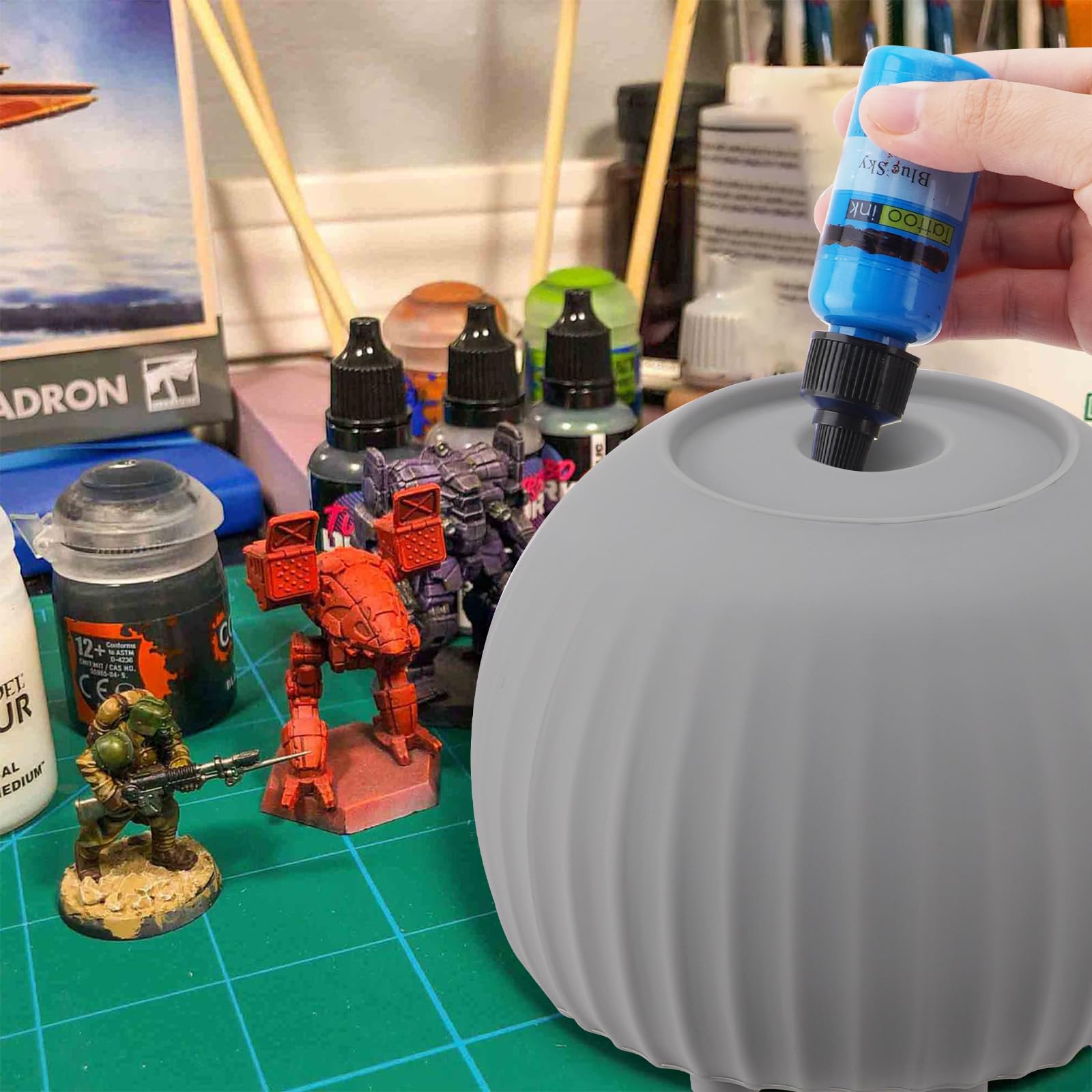 Mini Vortex mikser 5000 obr./min, Paint Shaker z trybem dotykowym, szary | Zawiera 100 kulek mieszanych, odpowiednie do pigmentów akrylowych, tuszu do rzęs, farby do tatuażu, lakieru do paznokci
