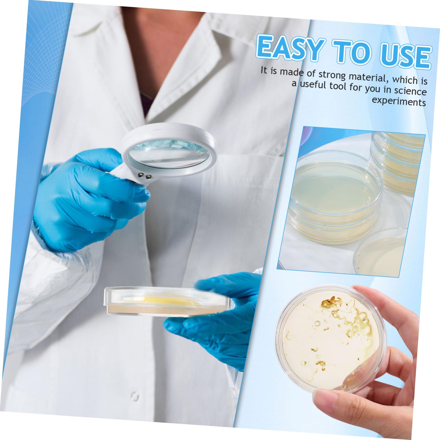 SHINEOFI 10 Placas de Petri con Agar Nutritivo de 7 Cm, con Agar Prevertido, Ideales para Proyectos Escolares, Investigación Y Experimentos Científicos.