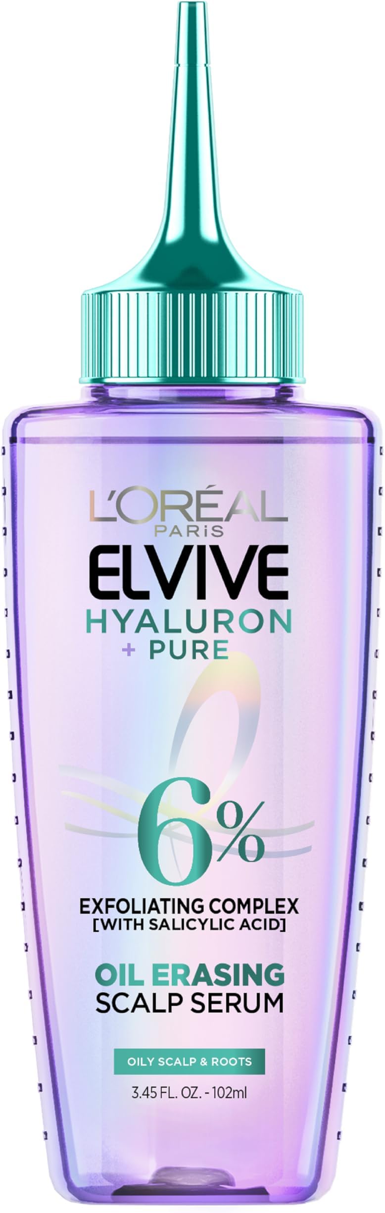L'Oreal Paris Elvive Hyaluron + Pure Oil Erasing Scalp Serum with Salicylic Acid For Oily Hair, 3.45 Fl Oz