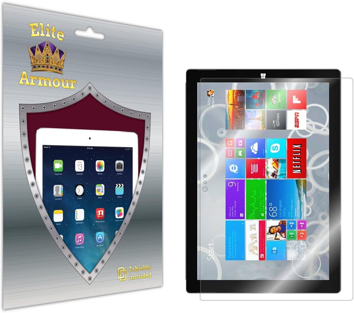 Elite Armour Screen Protector for Microsoft Surface Pro 3 (NOT 1st Generation) High Definition (HD) Maximum Clarity and Touchscreen Accuracy PET Made in Japan Retail Packaging (2-Pack)