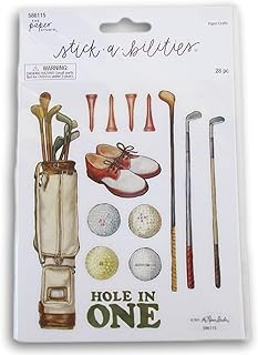 Hole in One Golf Stickers Adhesive Decals for Vintage Golfing Crafts, Cardmaking, Scrapbooks & More – 28 Pc