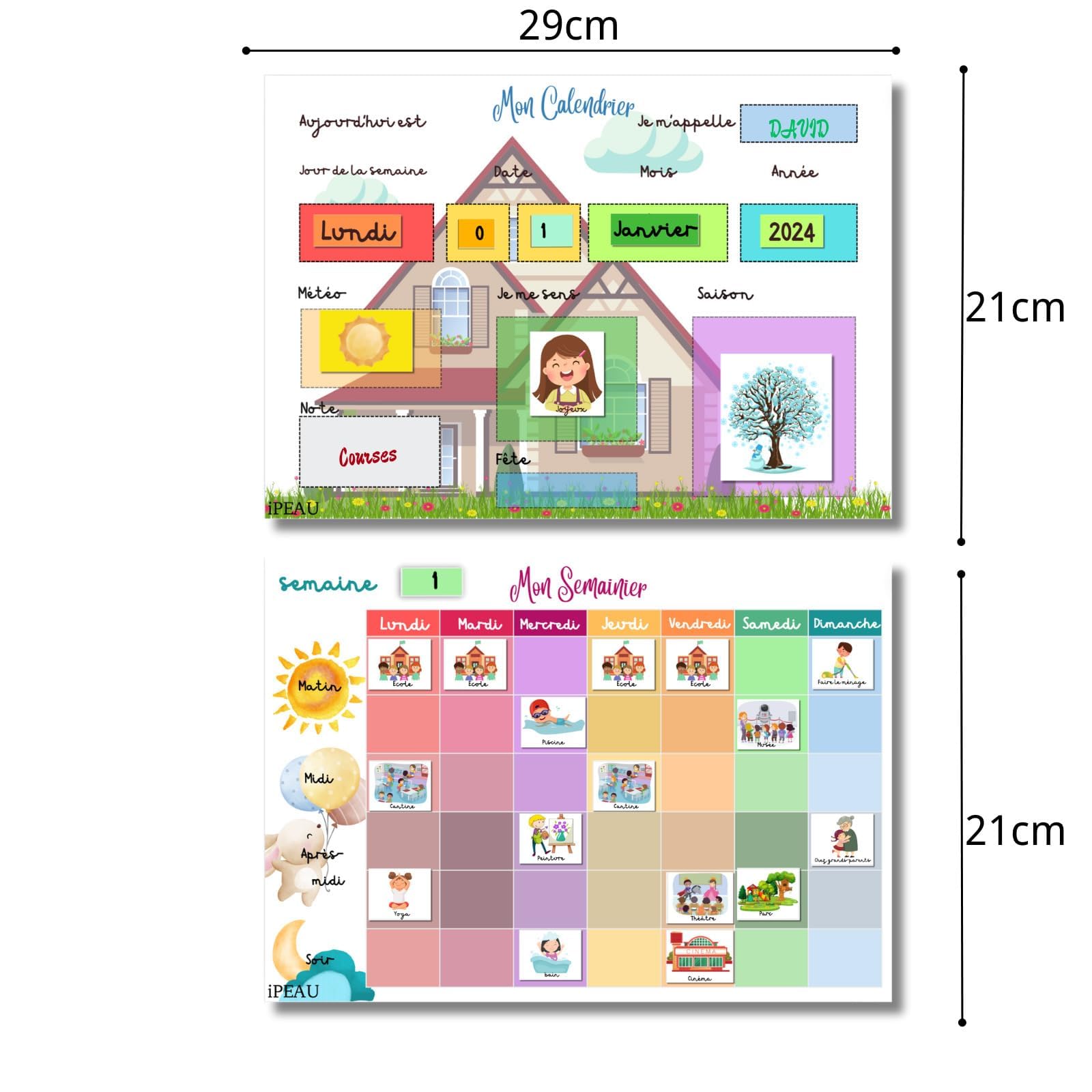 Pittogramma Scuola Materna Calendario Educativo Montessori Bambino 3-8 anni Pianificatore settimanale 114 magneti Settimanale Routine Giornaliere Scrivibile Cancellabile Autonomia Organizzazione