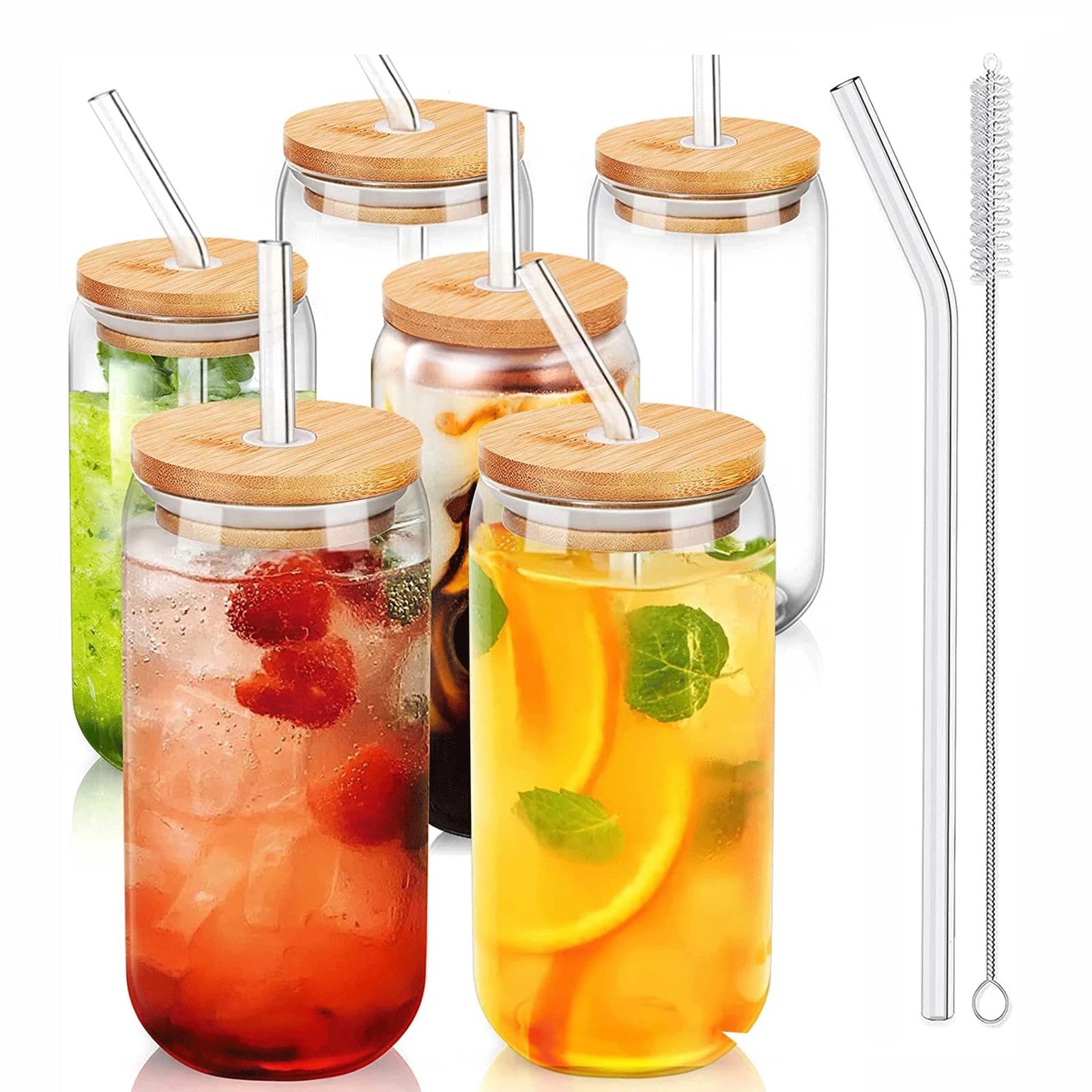 Kubek podróżny do kawy 320ml-480ml szklanki z bambusową pokrywką i słomiane kubki na herbatę przezroczyste kubki słoiki na piwo kubki do kawy zimne wino