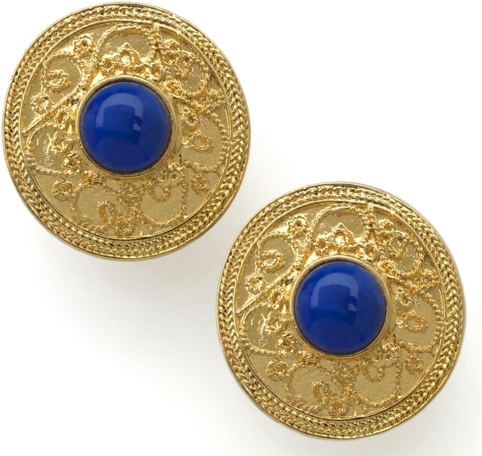 MANUFACTURED IN USA - Museum Reproduction of Byzantine Lapis CLIP Earrings, From Our Museum Store Reproductions