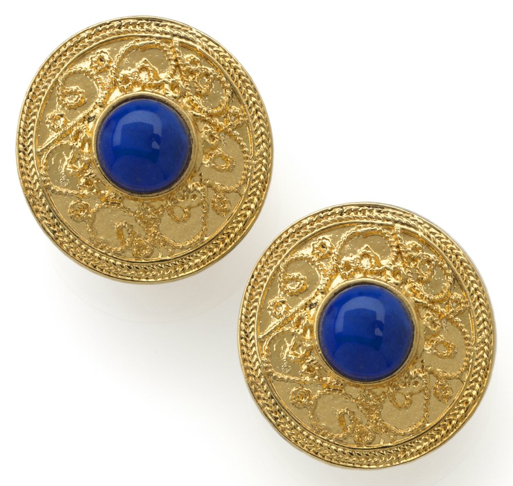 MANUFACTURED IN USA - Museum Reproduction of Byzantine Lapis CLIP Earrings, From Our Museum Store Reproductions