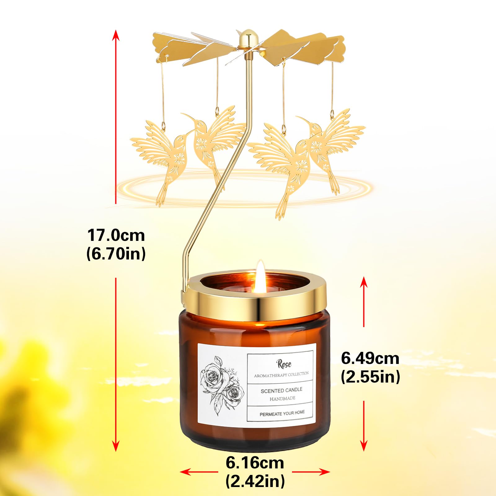 Unique Birthday Gifts for Women, Valentines Day Candles for Women, Rotatable Scented Candle for Anniversary,Mothers Day Gift from Daughter Son Sister (Hummingbird)