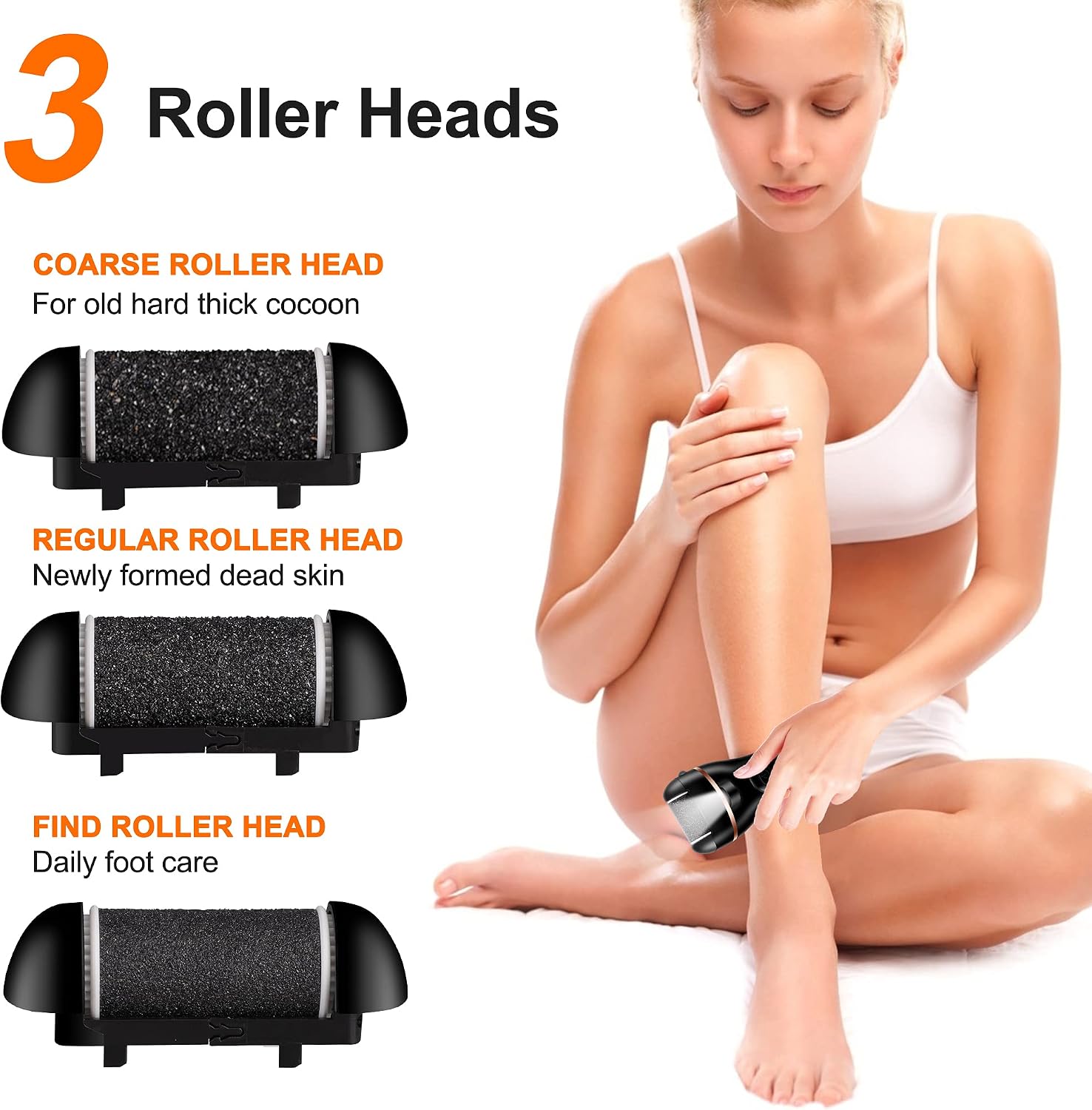Electric Foot File, Ratukall Hard Skin Remover, Rechargeable Waterproof Callus Remover Pad Feet Care Kit - Image 3