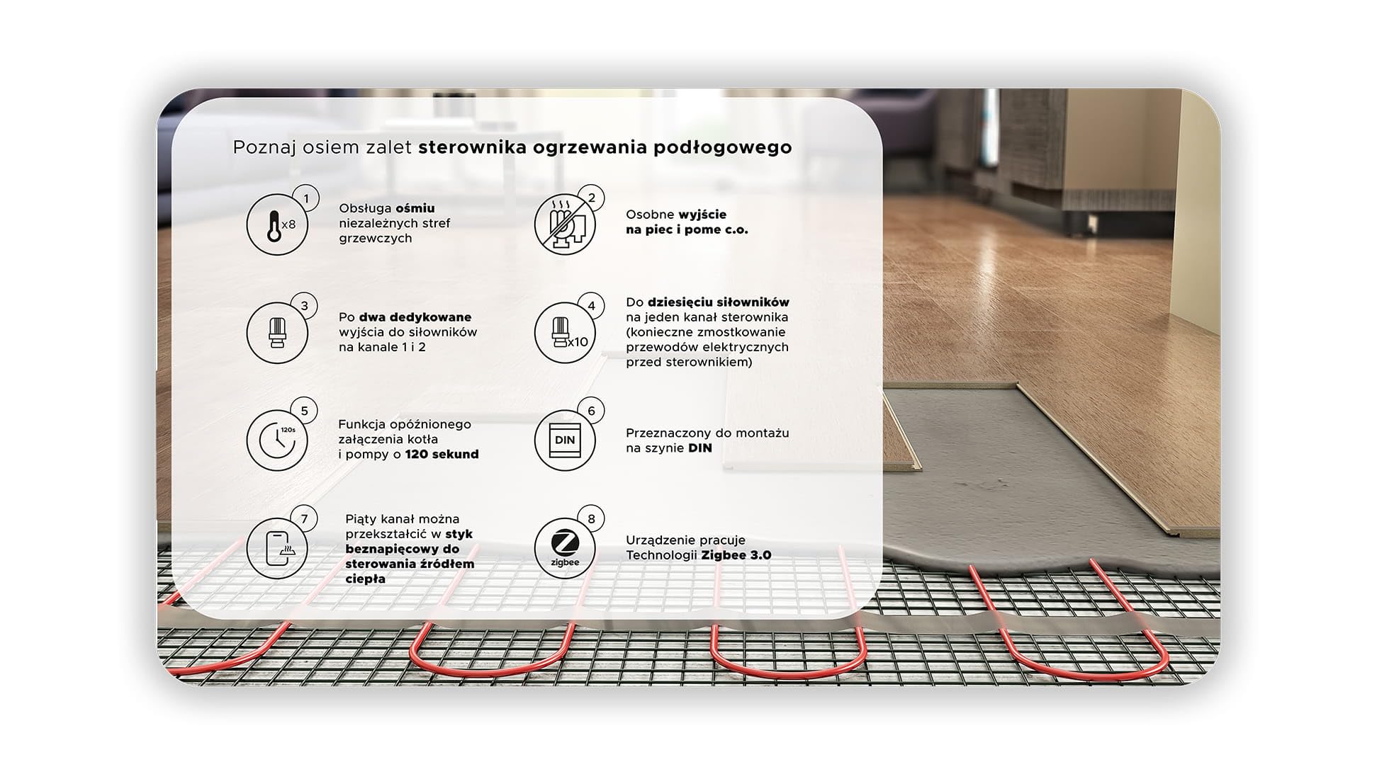 Automat-on Fußbodenheizungscontroller 230V | Fussbodenheizung Steuerung Zigbee CH8Z für 8 Räume | Steuerung Fußbodenheizung mit Tuya, SmartLife oder ohne App | Kompatibel mit Alexa, Google Home