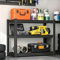 Vista 9 de Estantes de almacenamiento de metal para garaje, unidad de estantería resistente, estantes de organización ajustables de acero de 3 niveles