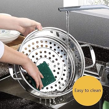 Big Stainless Steel Steamer, Cookware Pot Saucepot Multi-Layer Boiler Steaming,Induction-Safe Stainless Steel 2-Tier Food Steamer Pan