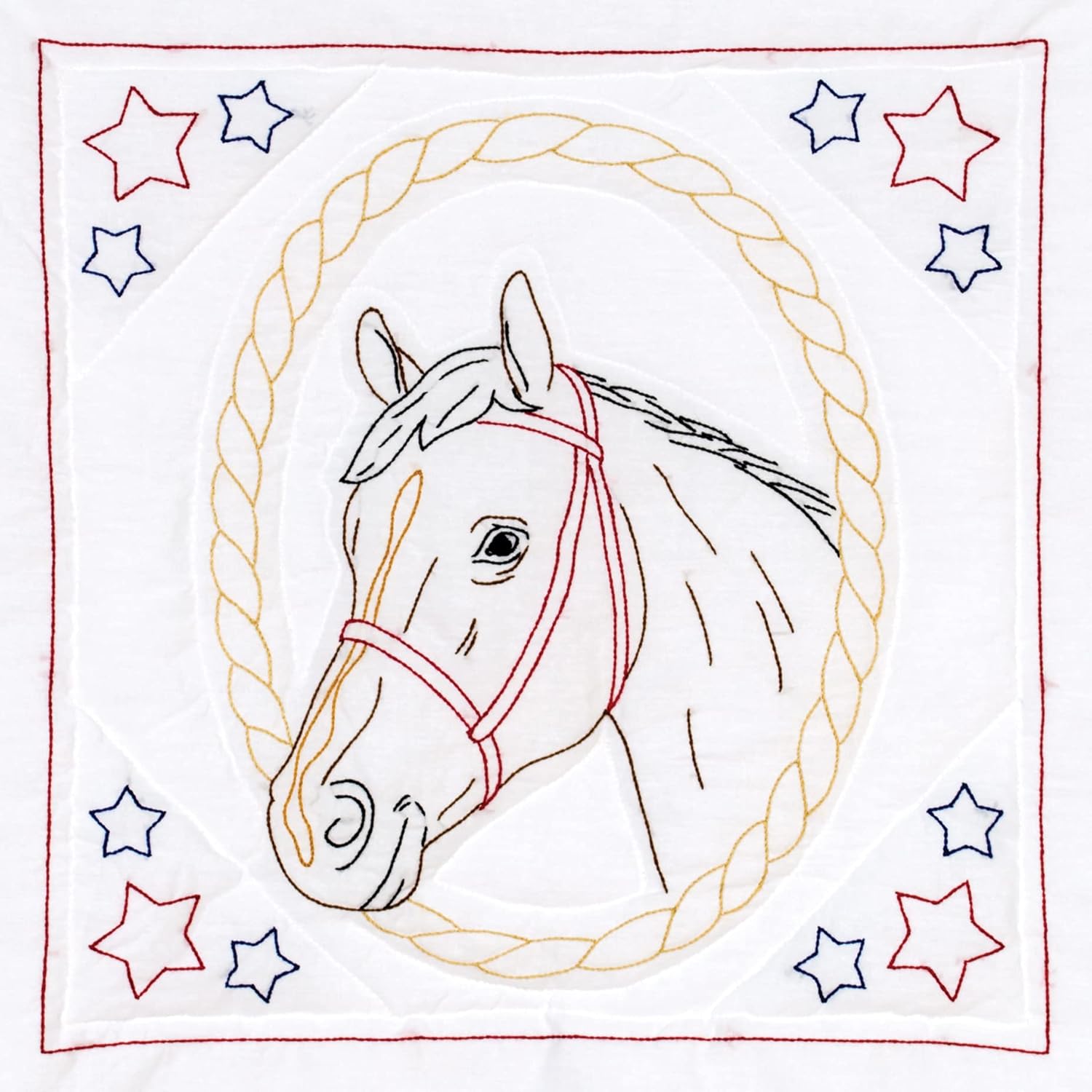 Jack Dempsey Horse Quilt Block, White