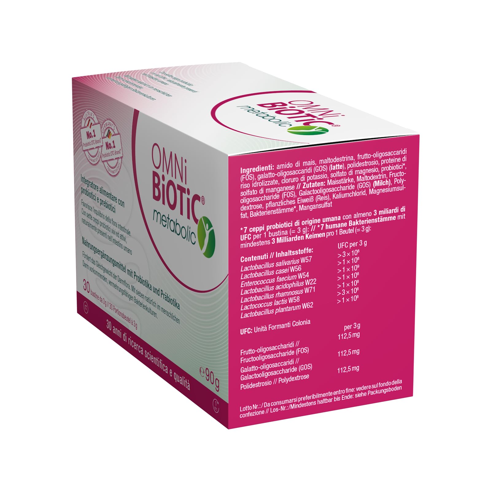 OMNi BiOTiC métabolique | 30 sachets de 3 g | Complément alimentaire avec probiotiques et prébiotiques | Pour un intestin "en forme"| Poudre | Avec 7 souches Probiotiques vivants et actifs | VEGAN |