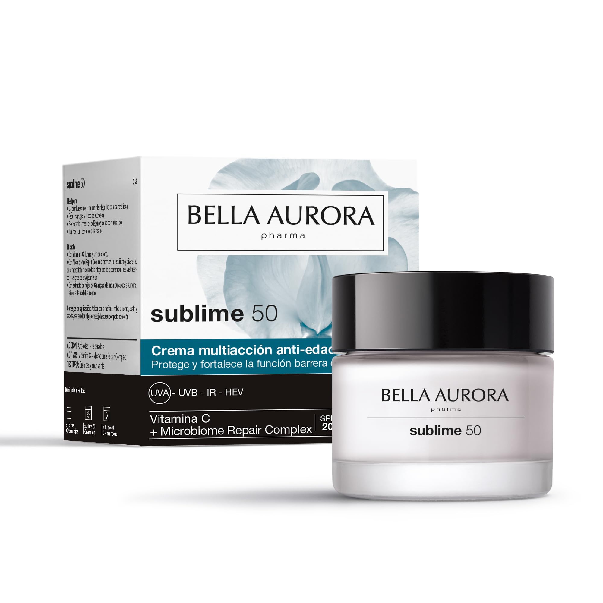 BELLA AURORA - Sublime 50 50 ml, Crema Antiedad +50 de Día, Fortalece la Piel, Mejora la Respuesta Inmune, Atenúa las Manchas Oscuras, Unifica el Tono, Pieles a Partir de 50 Años, Efecto Lifting