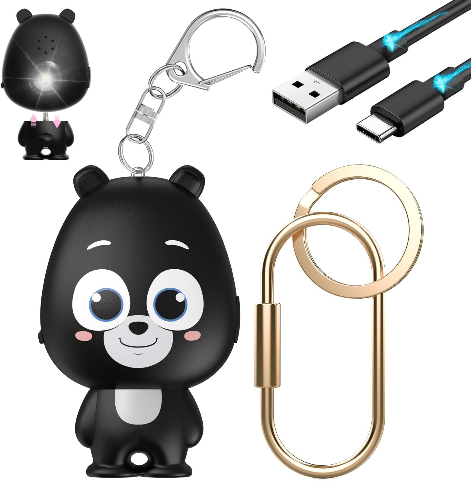 Rechargeable Personal Alarm for Women – 130dB Loud Emergency Alarm Keychain with Strobe Light, Self-Defense Safety Alarm with Low Battery Alert for Women, Kids & Seniors