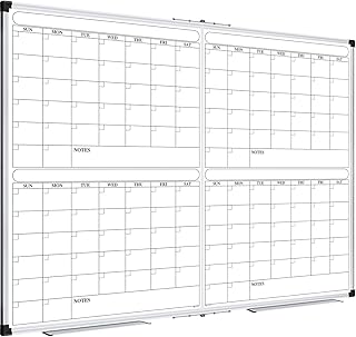 XBoard Magnetic Calendar Whiteboard 48x36 inch, 4 Month Dry Erase Board Planner with Silver