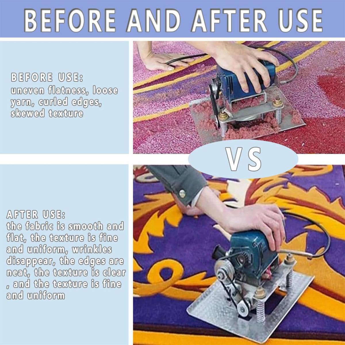 Portable Flat Shearing Machine Trimmer, Flat Carpet Shearing Machine, Electric Carpet Rug Shearing Machine, with 3in Roating Blade, Flexible Movement, for Carpet Trimmer Tufting