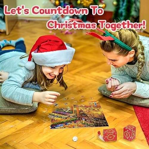 Dasfie Adventskalender 2025 Weihnachts Jigsaw Puzzle 24 Kartons | Adventskalender 2025 Kinder 1008 Teile Puzzle Weihnachtsgeschenkk FüR Jungen, MäDchen（70 X 50 Cm）