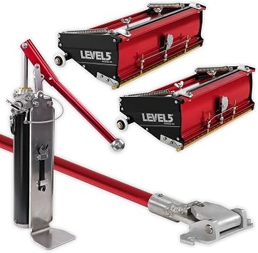 Flat Box Combo Set - LEVEL5 | Pro-Grade | 10/12" Flat Boxes, 42" Box Handle, Compound Pump + Filler | Sheetrock Gyprock Wall Board | 4-604