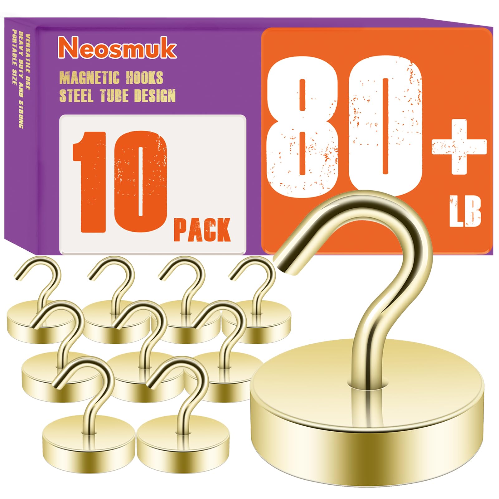 Neosmuk Magnetic Hooks Steel Tube Design for Cruise,80lb+ Black,10 Pack — Amazon image 32