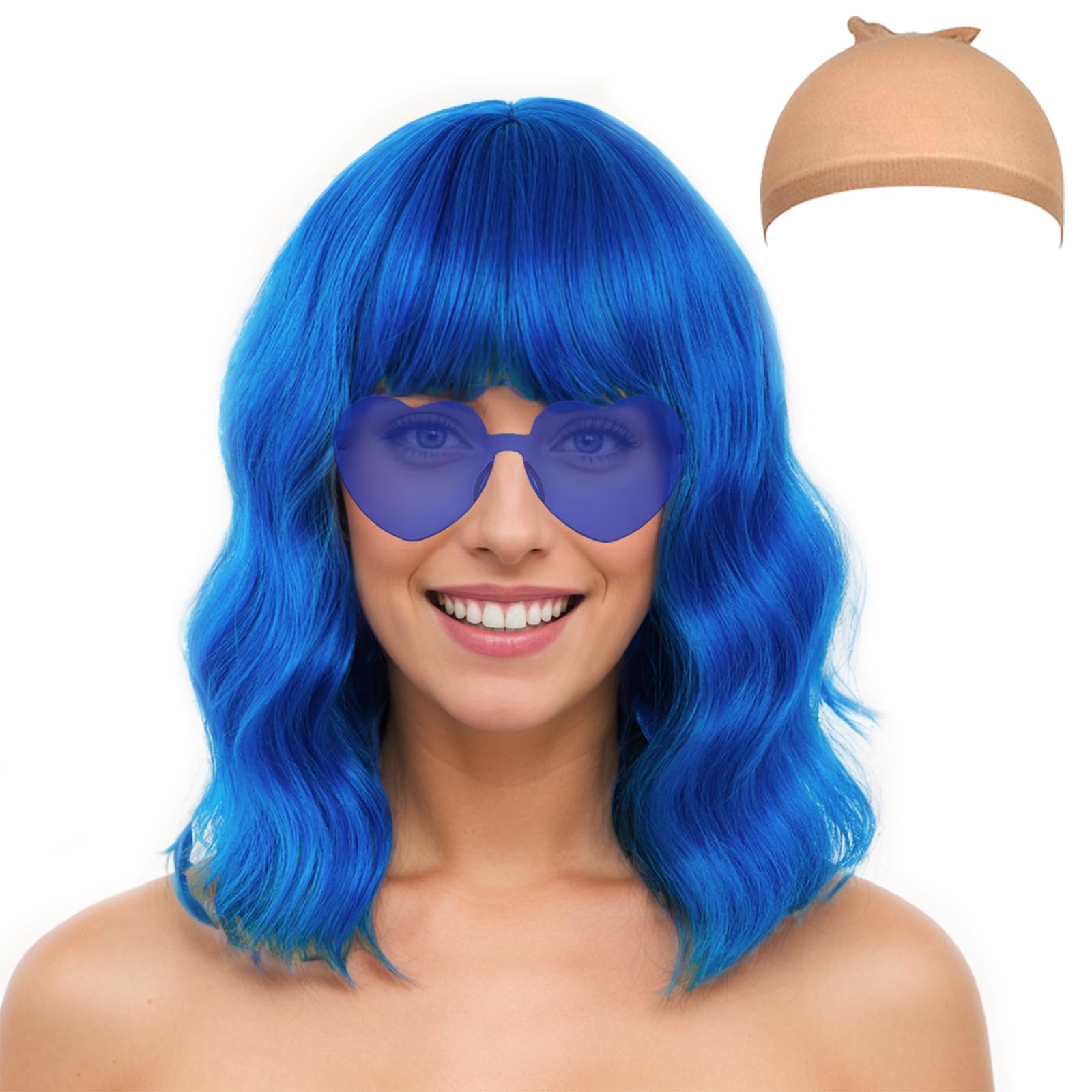 Mermaid Wigs Costume Wig Cap and Sunglass Set