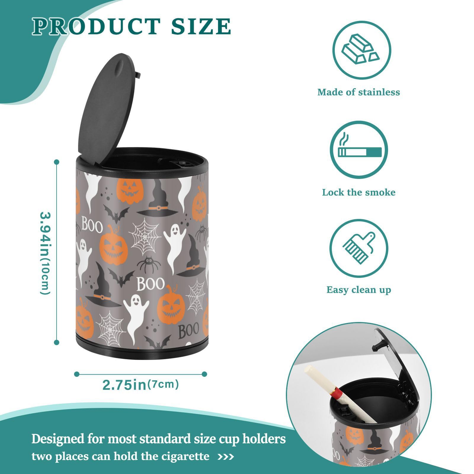 Edelstahl Aschenbecher Mit Deckel - Geruchsdicht & Windfest Für Auto, Terrasse & Outdoor