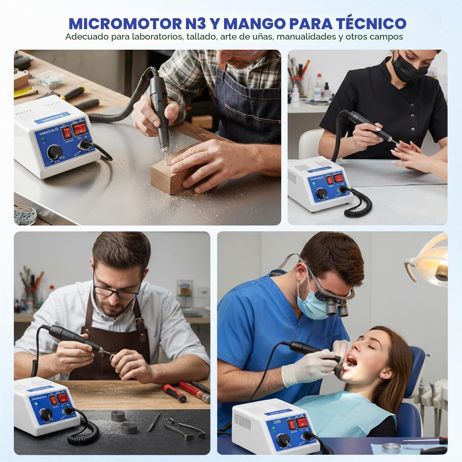 Dispositivo Pulido Micromotor, Pulido Eléctrico Micromotor 0-35000rpm Tamaño Taladro 2,35Mm Máquina Pulidora Eléctrica Para Joyería Laboratorio Cerámica Silicona Vidrio Trabajo Tallado Dientes Dental