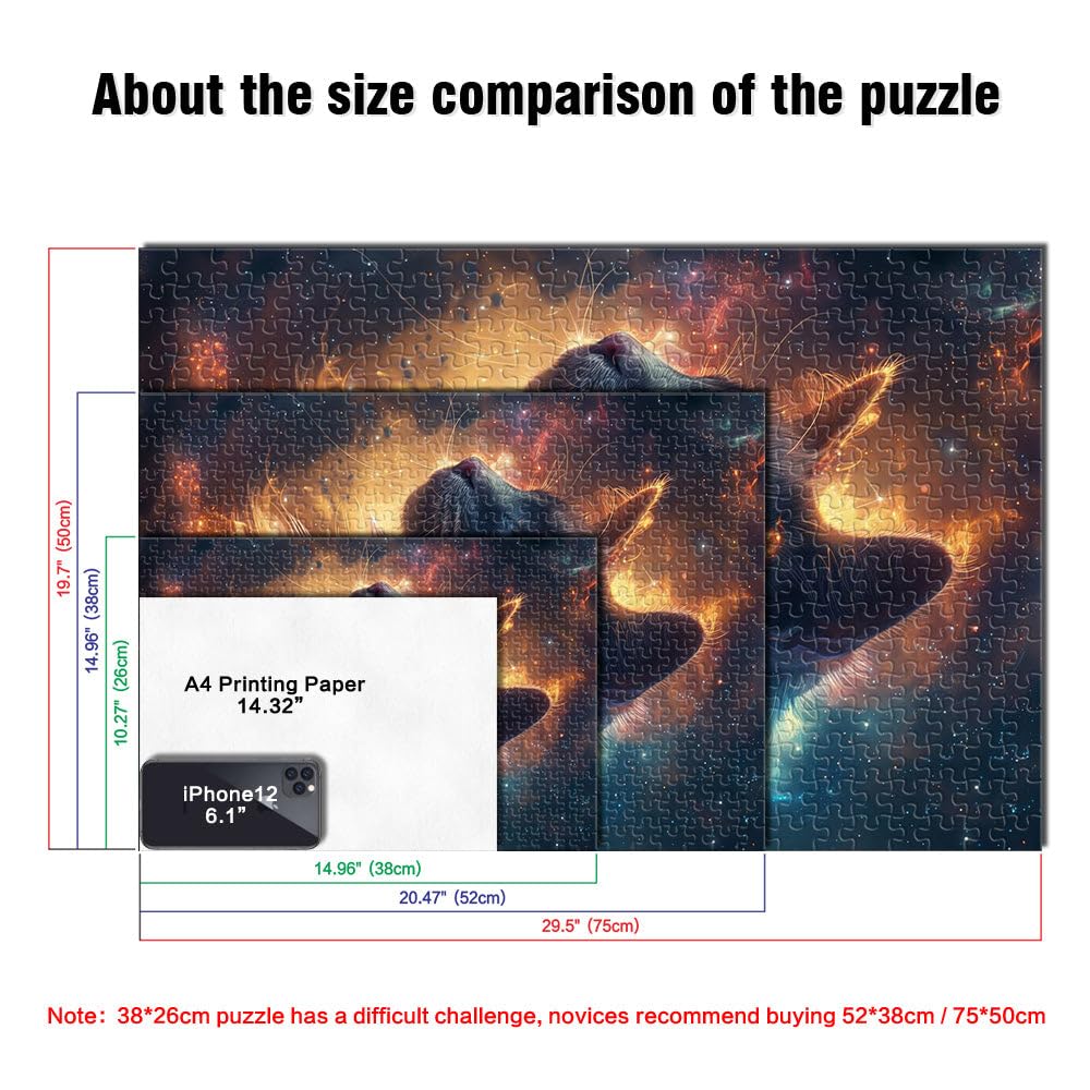 Puzzle da 2000 pezzi per adulti Galassia del gatto spaziale Fatto di carta，Adatto a partire dai 14 anni Difficile da completare ma divertente e umoristico Regali di Babbo Natale segreto。