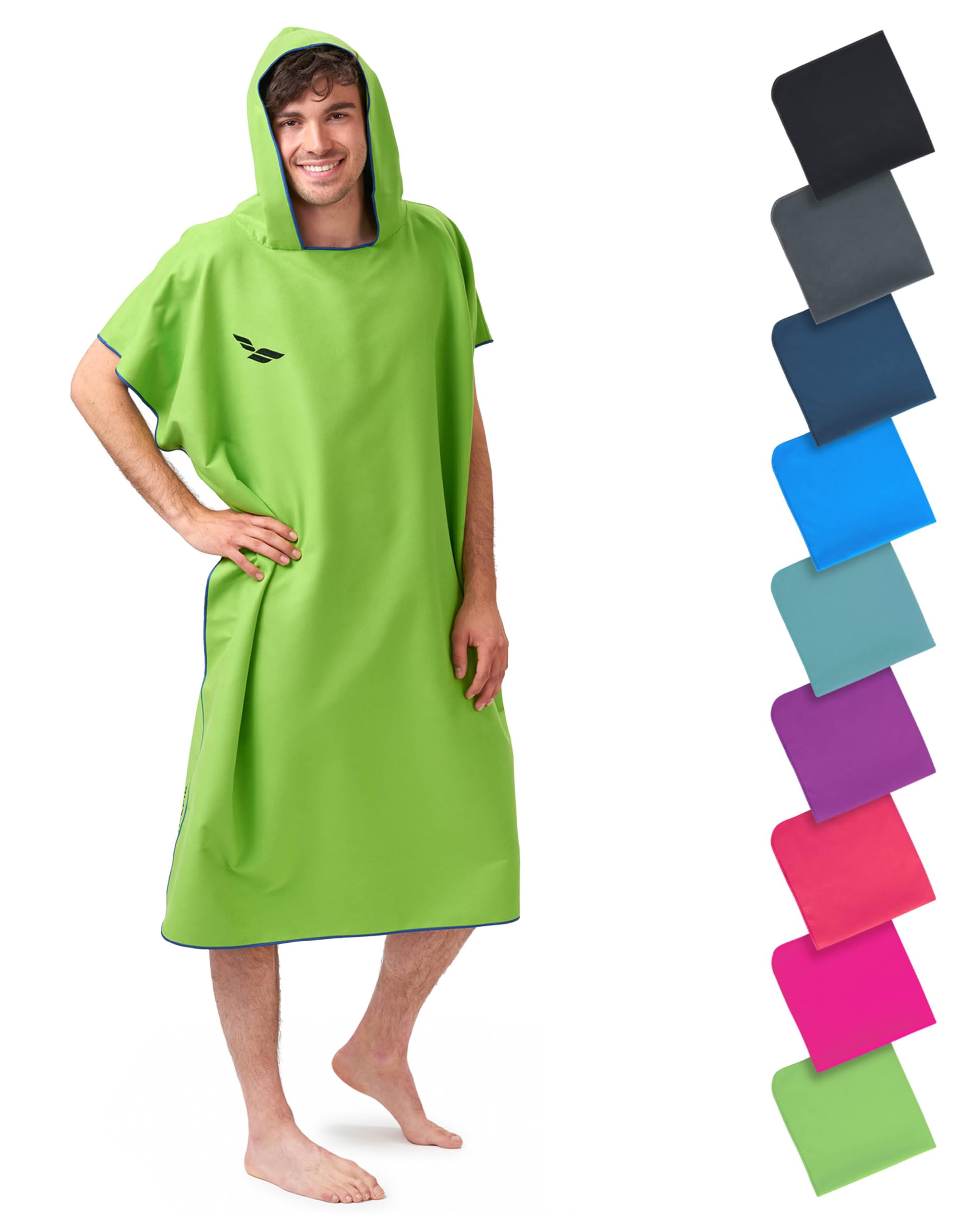 Fit-Flip Poncho da bagno – estremamente leggero e ad asciugatura rapida – Poncho da surf in microfibra per uomini e donne, poncho da spiaggia, asciugamano a cambiamento