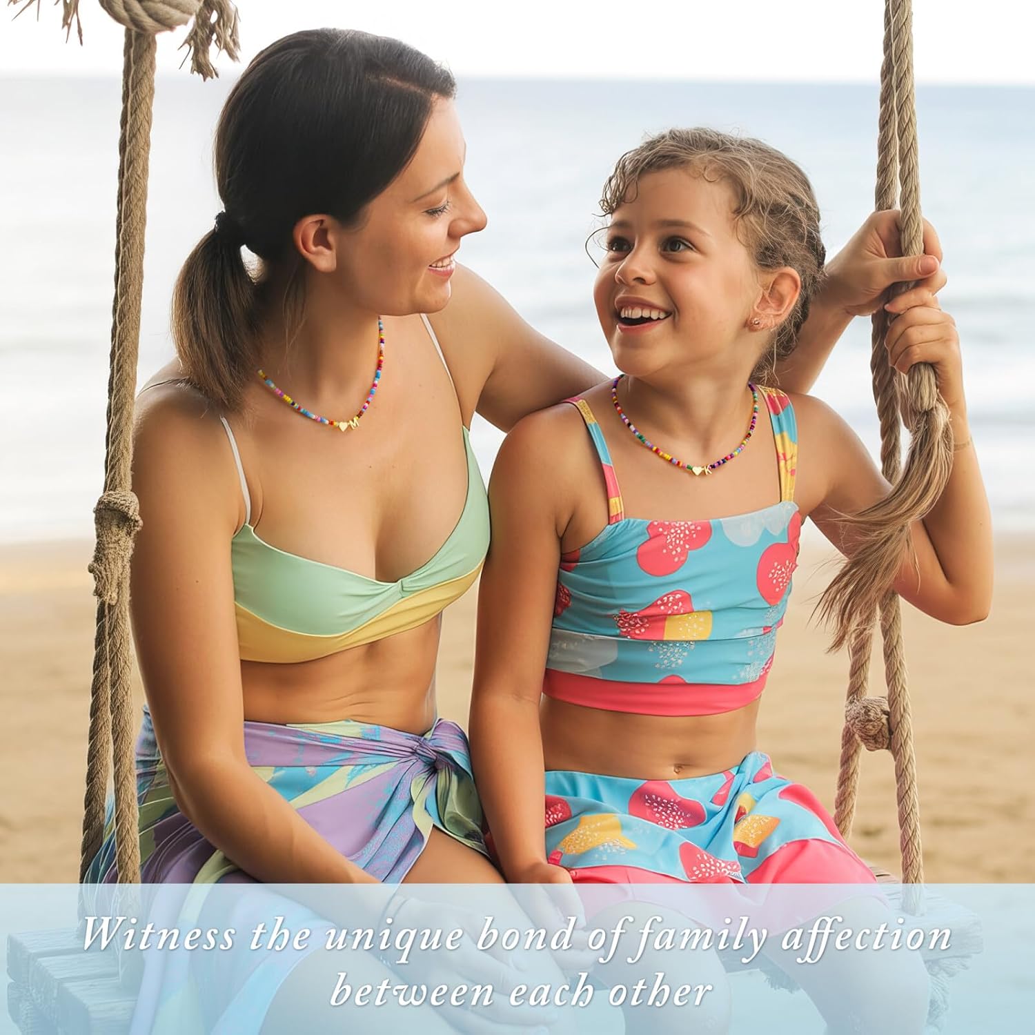 Turandoss Colorful Beaded Initial Necklaces for Women Girls, 14K-Gold-Plated Heart Letter A-Z Pendant Dainty Summer Jewelry Personalized Birthday Gifts for Teen Girls - Image 2