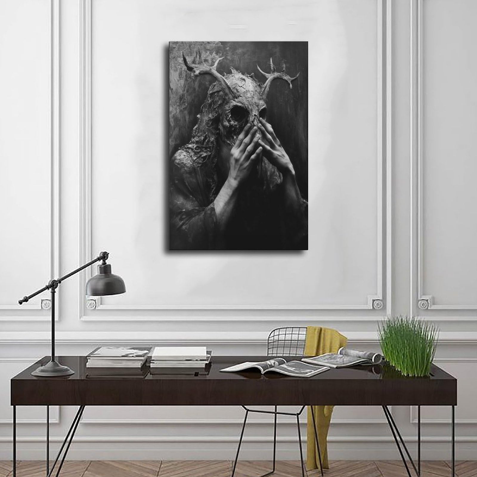 WJWART Haunting - Póster de lienzo de terror para decoración de dormitorio, decoración de paisaje, regalo de 60 x 90 cm