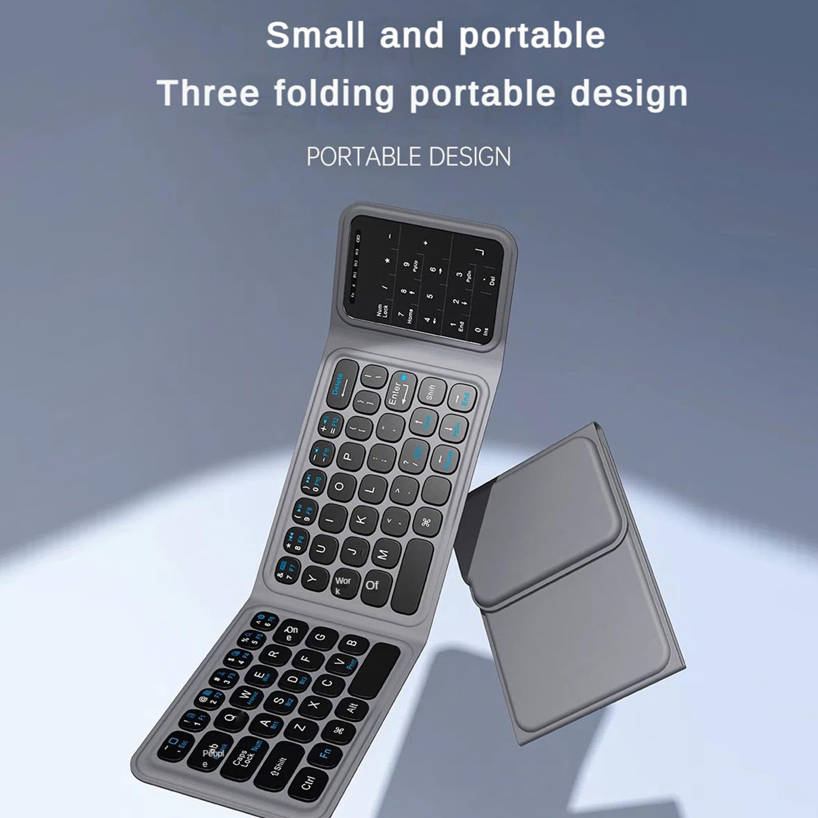 Denash Tastiera Pieghevole, Tastiera da Viaggio con Trackpad Grande, Portatile, Multitouch, Supporto IOS, Batteria da 65 Ore, 100 Giorni in Standby