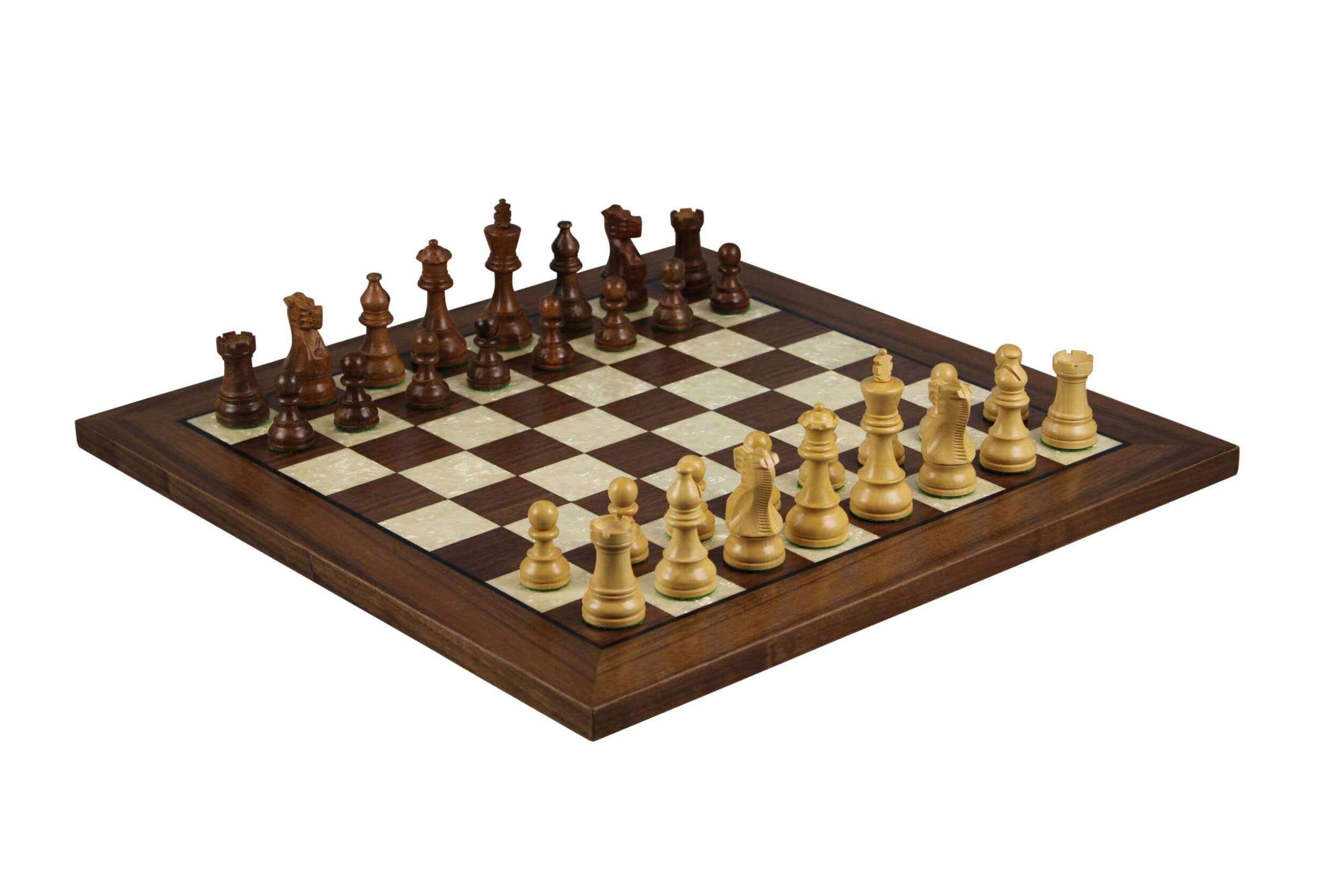 Set di scacchi in legno con scritta in lingua inglese Helena in madreperla e madreperla, 20 cm, peso Sheesham Atlantic Classic Staunton, con scatola di immagazzinaggio degli scacchi, 9,5 cm