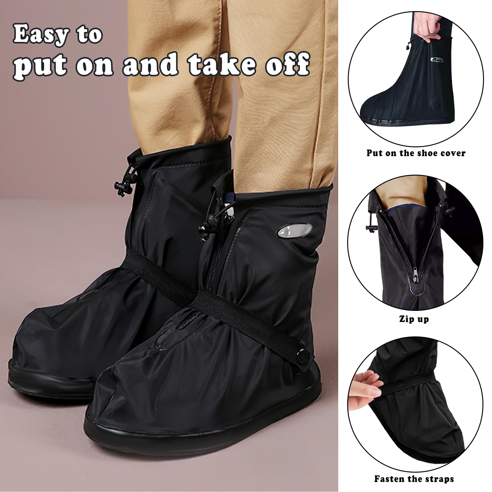 Copriscarpe In Silicone Impermeabili - Riutilizzabili Con Cerniera - Antiscivolo Per Pioggia E Neve - Foto 6